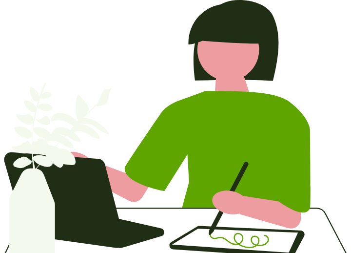 資格取得に向けて学習するイラスト